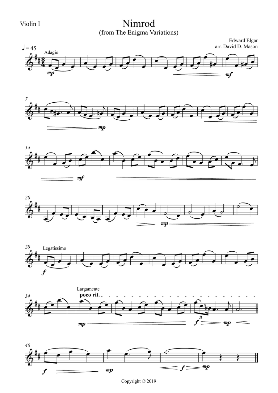 Nimrod, from The Enigma Variations Piano Trio scores gallery preview page 1