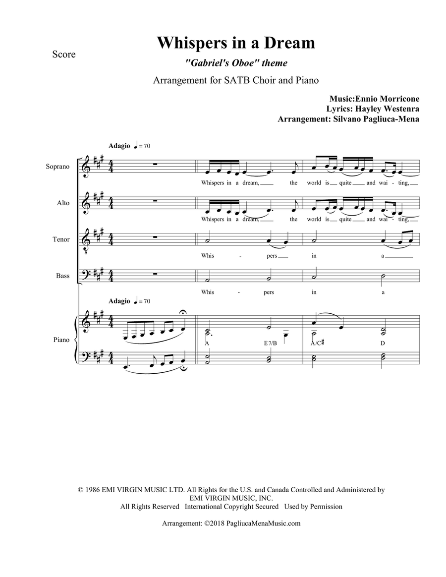 Gabriel's Oboe 4-Part scores gallery preview page 1