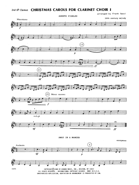 Christmas Carols For Clarinet Choir I - 2nd Bb Clarinet