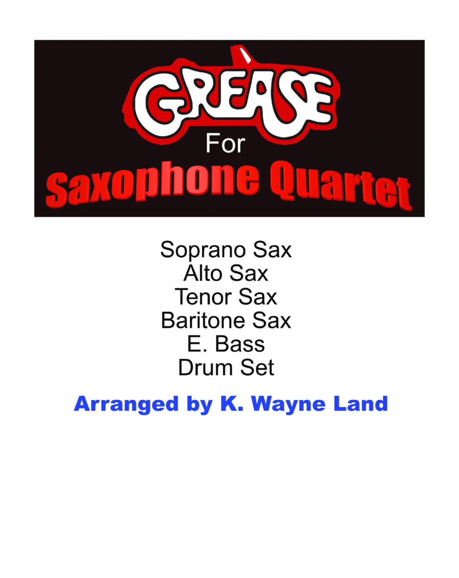Grease Saxophone Quartet scores gallery preview page 1