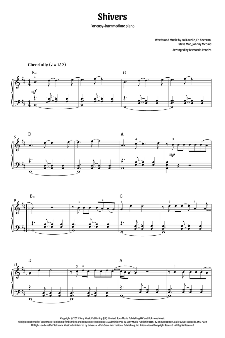 Shivers Piano Solo scores gallery preview page 1