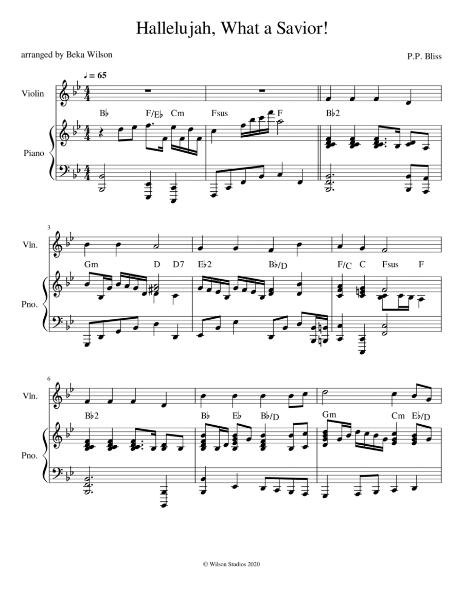 Hallelujah, What A Savior (Man of Sorrows)--violin solo