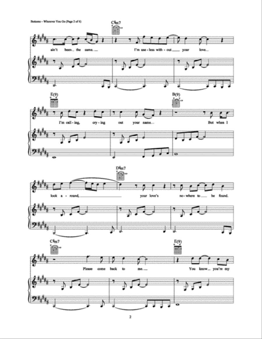 Wherever You Go Piano, Vocal, Guitar scores gallery preview page 2