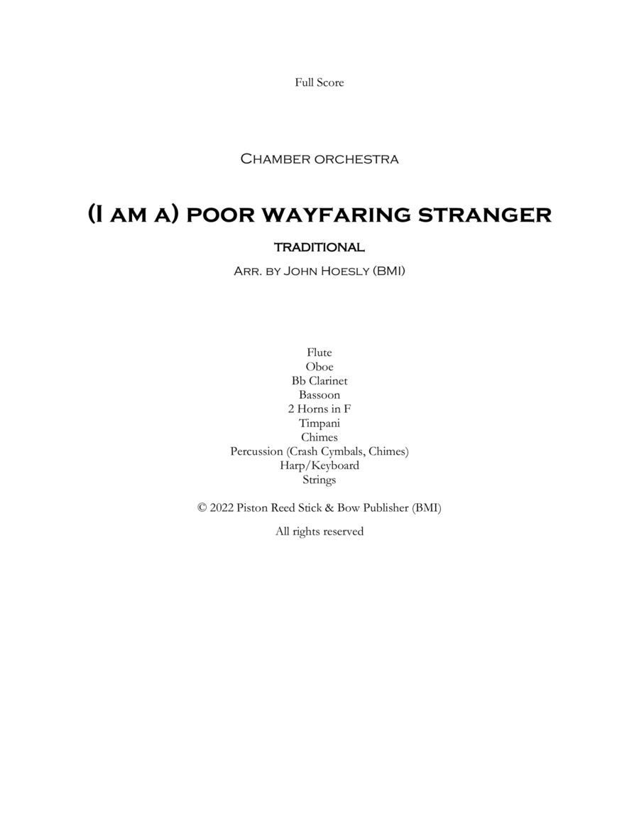 (I Am A Poor) Wayfaring Stranger- orchestra (small) Chamber Orchestra scores gallery preview page 1