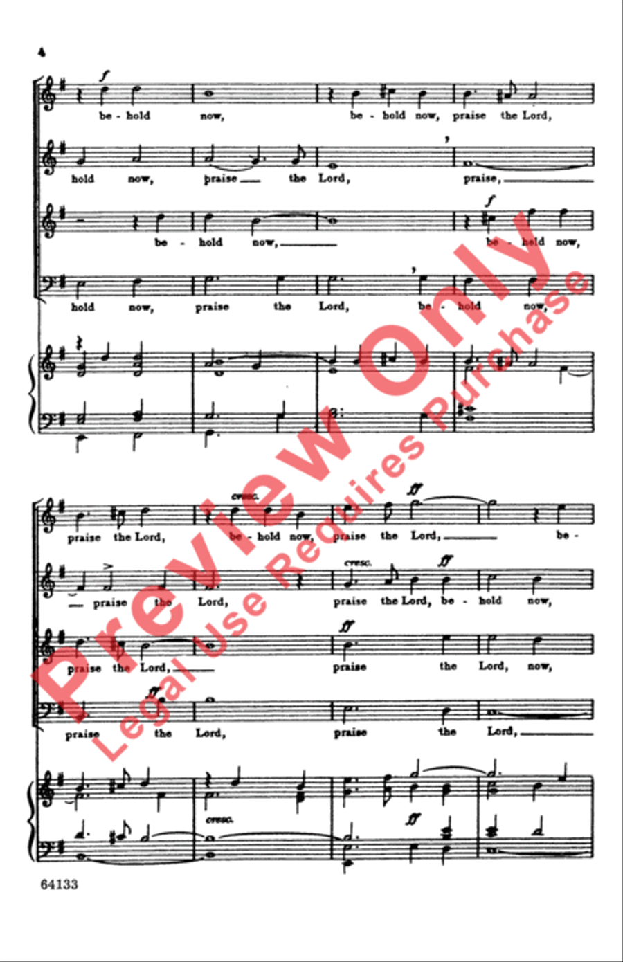 Behold Now, Praise the Lord 4-Part scores gallery preview page 3