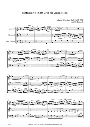 Sinfonia No.10 BWV.796 for Clarinet Trio