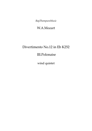Book cover for Mozart: Divertimento No.12 in Eb K252 Mvt.III Polonaise - wind quintet