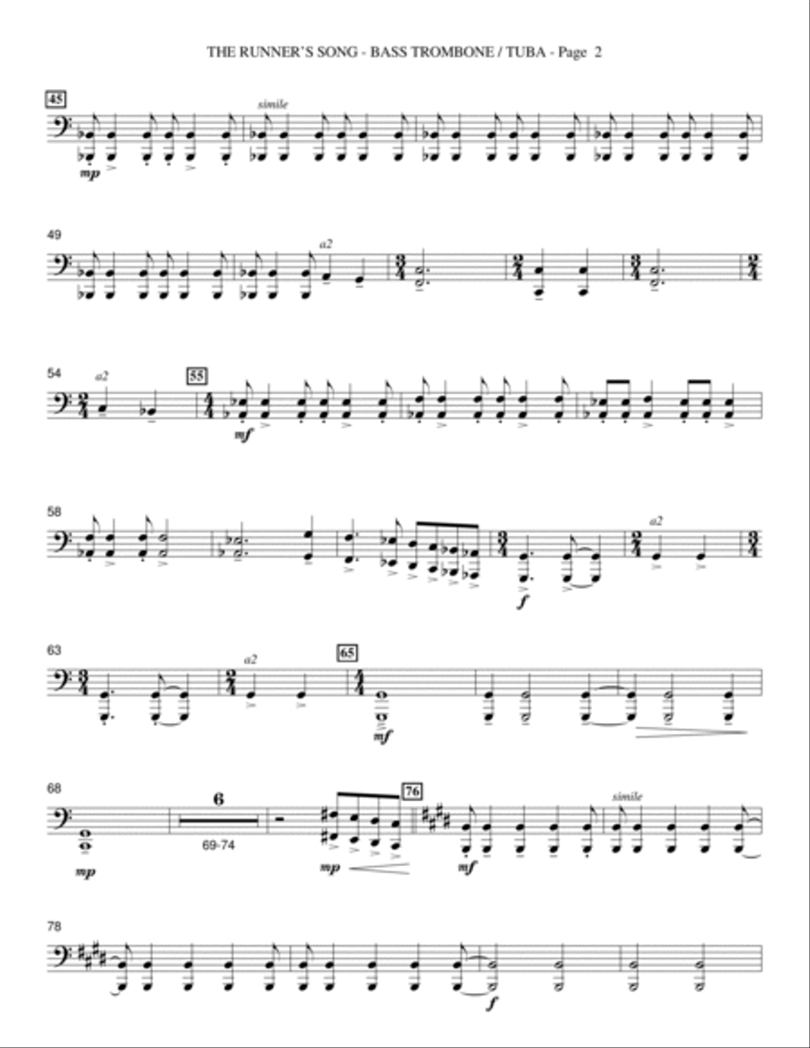 The Runner's Song - Bass Trombone/Tuba Choir scores gallery preview page 2