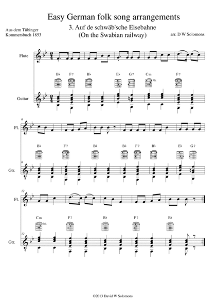 Railway Song (Auf de schwäb'sche Eisebahne) for flute and guitar image number null