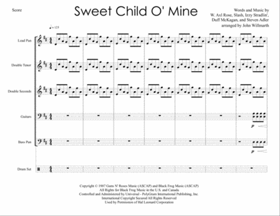 Sweet Child O' Mine Sweet Child O' Mine Steel Drum Band scores gallery preview page 1