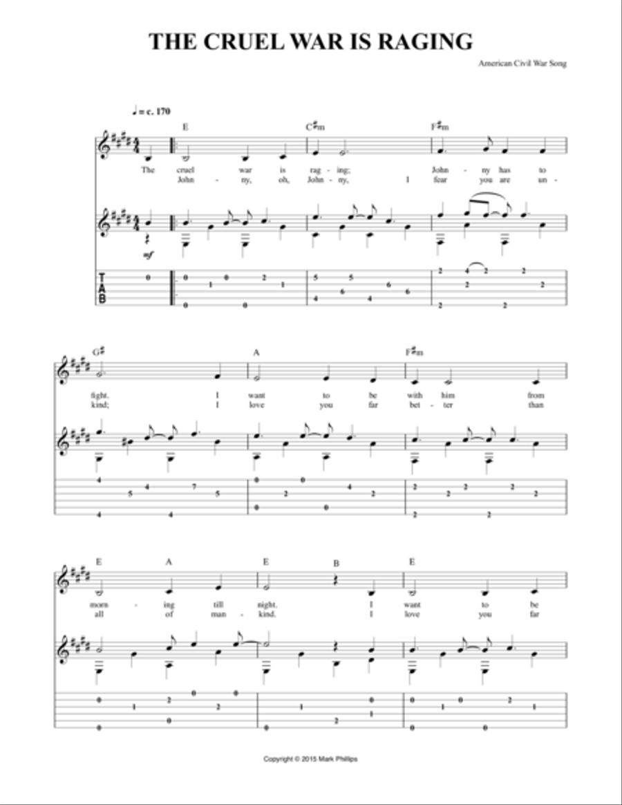 The Cruel War Is Raging Acoustic Guitar scores gallery preview page 1