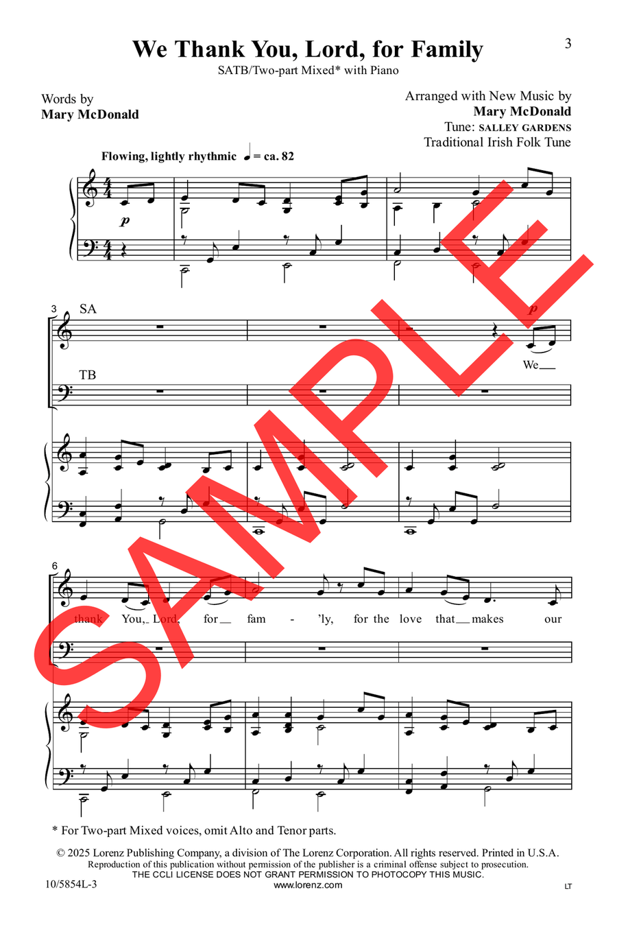 We Thank You, Lord, for Family 4-Part scores gallery preview page 3