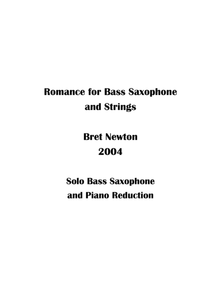 Romance for Bass Saxophone and Strings - Piano Reduction