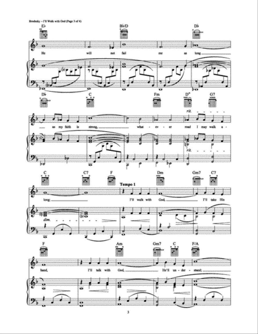 I'll Walk with God Piano, Vocal, Guitar scores gallery preview page 3
