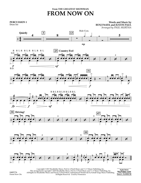 From Now On (from The Greatest Showman) (arr. Paul Murtha) - Percussion 1