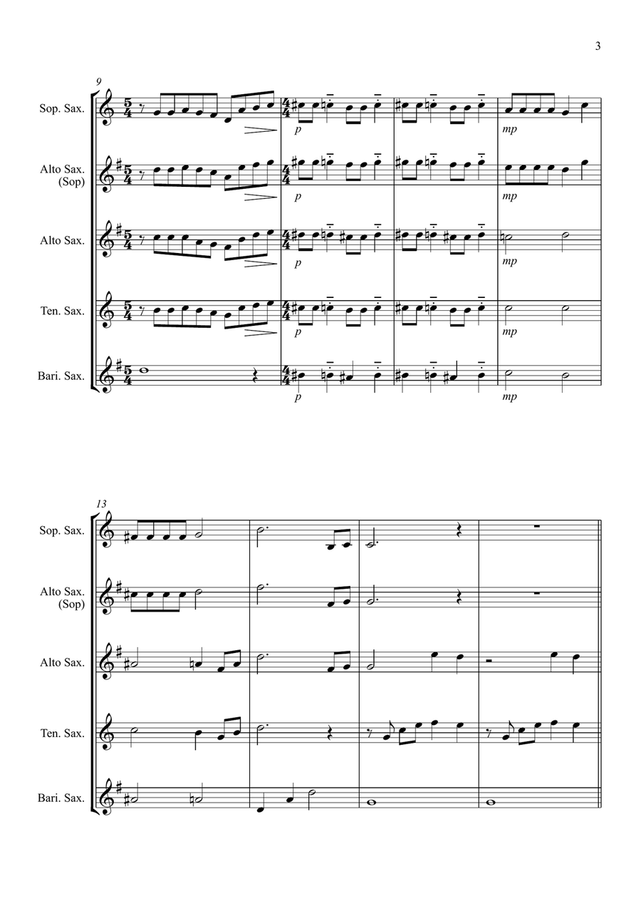 Bohemian Rhapsody Saxophone Quartet scores gallery preview page 3