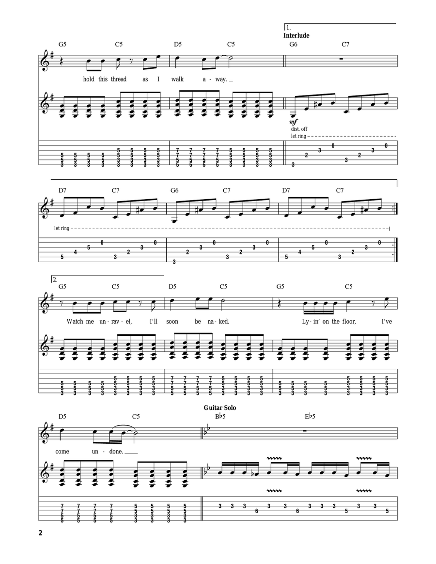 Undone - The Sweater Song Acoustic Guitar scores gallery preview page 2