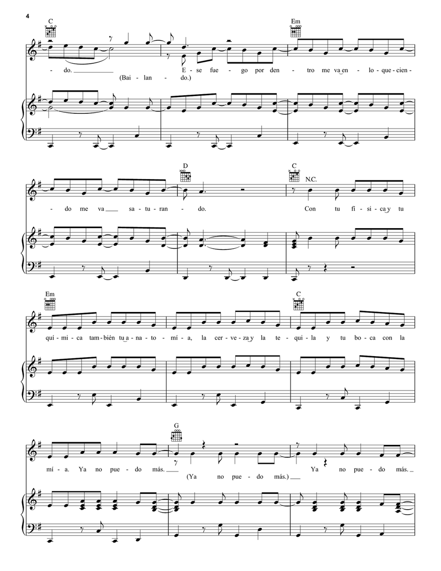 Bailando Piano, Vocal, Guitar scores gallery preview page 4