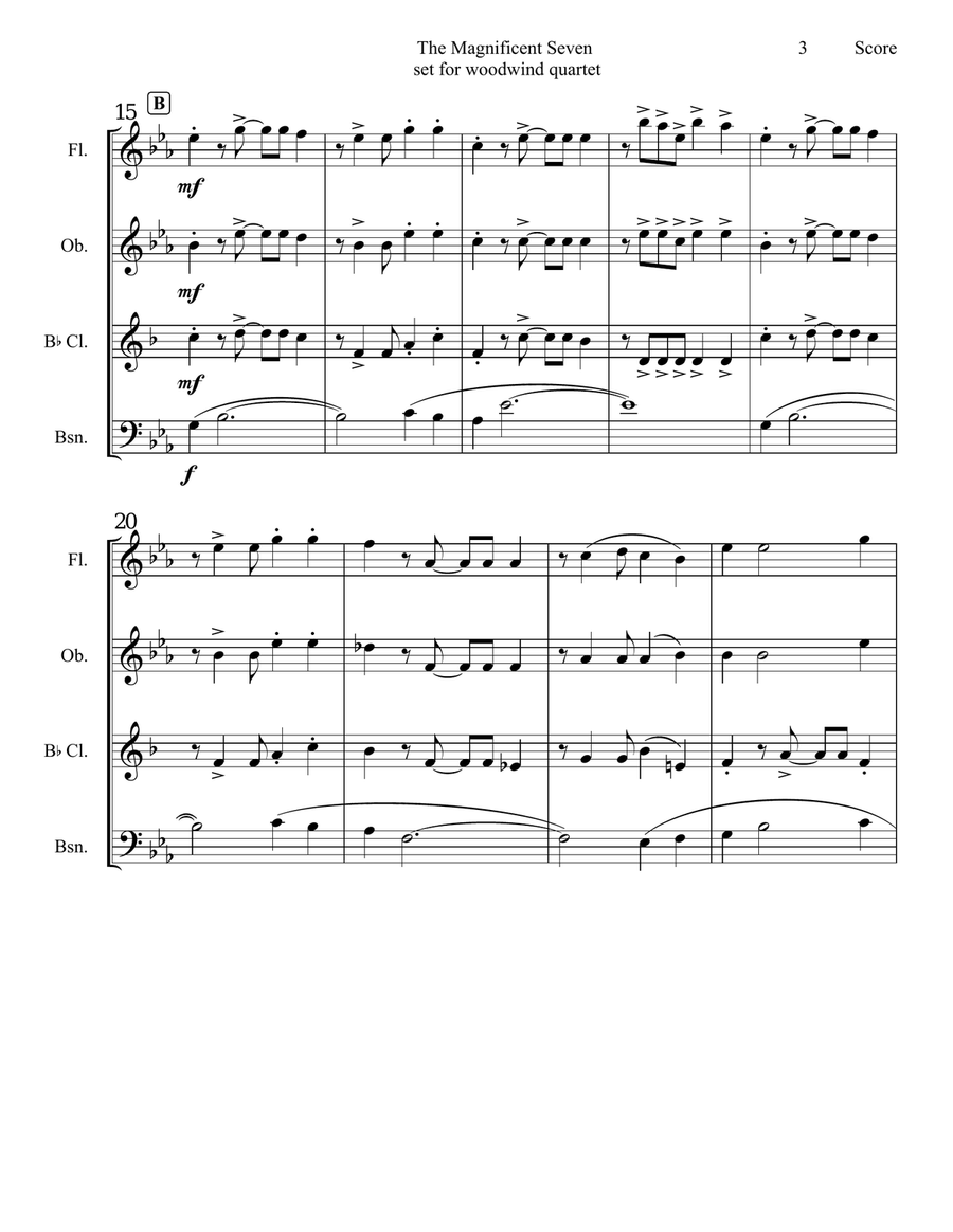 The Magnificent Seven Woodwind Quartet scores gallery preview page 4
