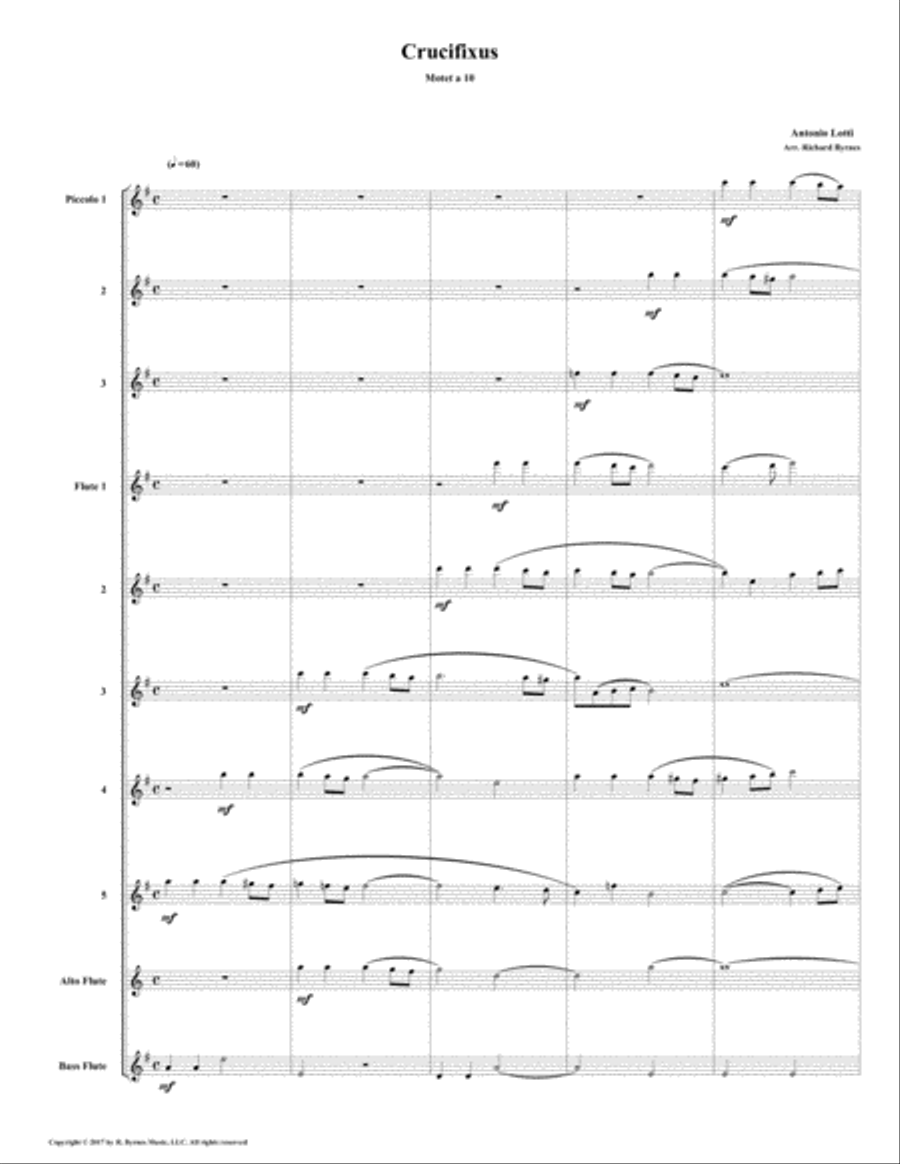 Crucifixus a 10 by Antonio Lotti (Flute Choir) Flute Choir scores gallery preview page 1