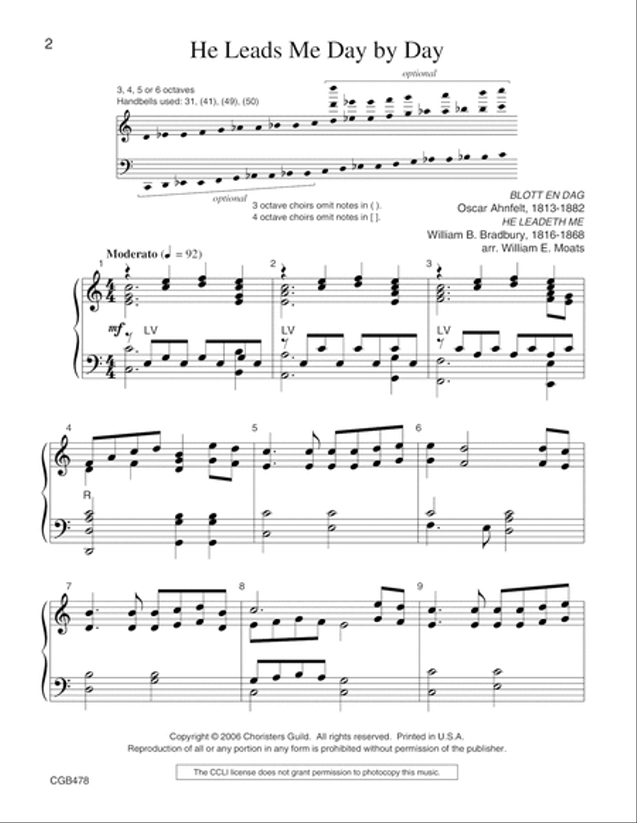 He Leads Me Day By Day He Leads Me Day By Day Handbell Choir scores gallery preview page 2