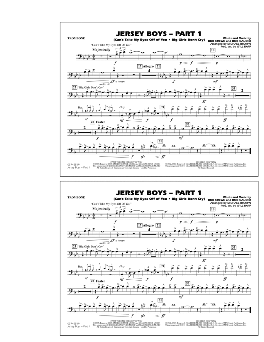 Jersey Boys: Part 1 - Trombone