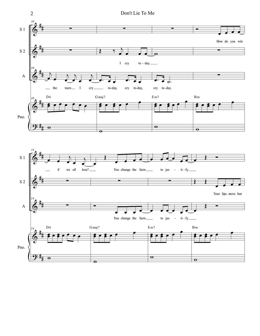 Don't Lie To Me SSA scores gallery preview page 2