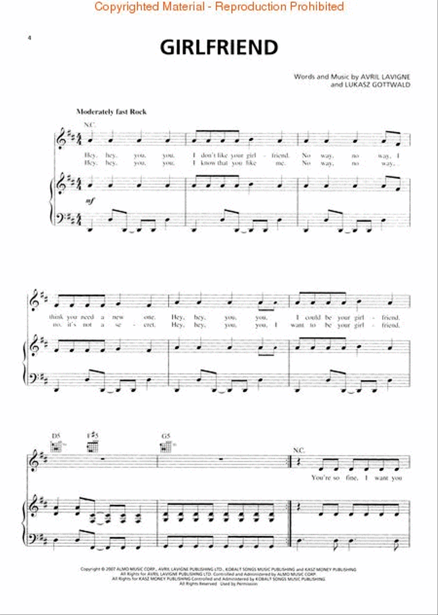 Avril Lavigne - The Best Damn Thing Piano, Vocal, Guitar scores gallery preview page 2
