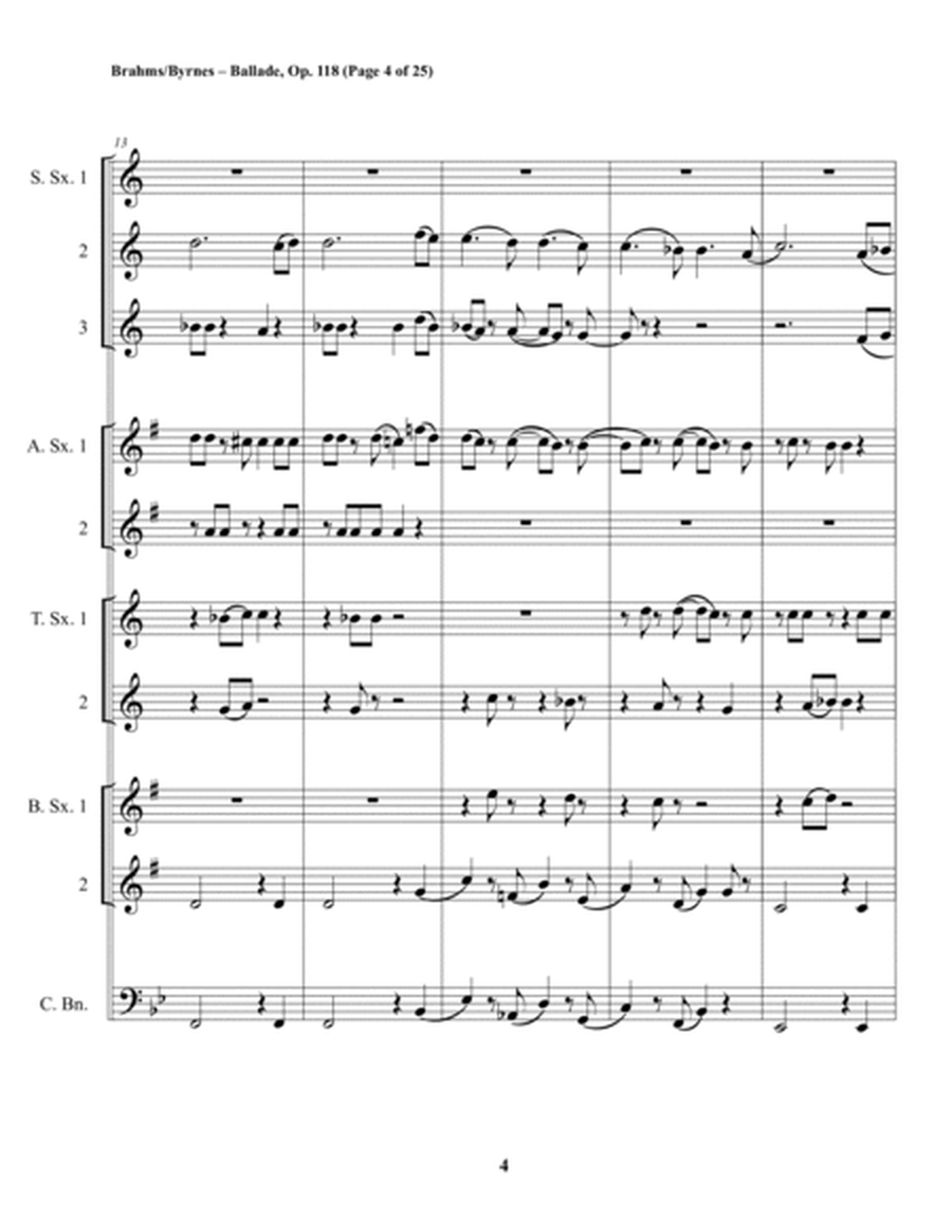 Ballade, Op. 118 (Saxophone Nonet + Contrabassoon) image number null