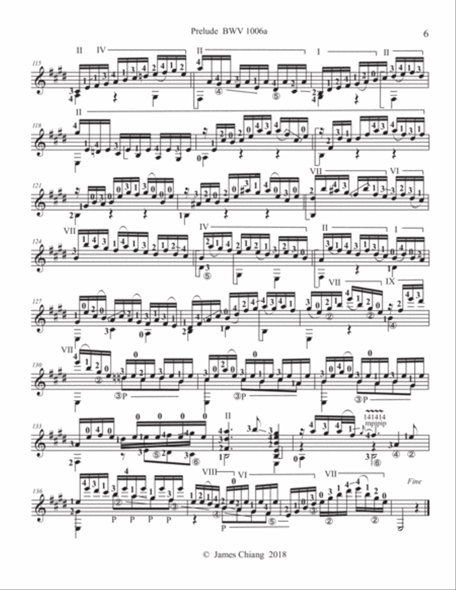 Bach - Lute Suite in E (BWV 1006a) for Classical Guitar Lute scores gallery preview page 6