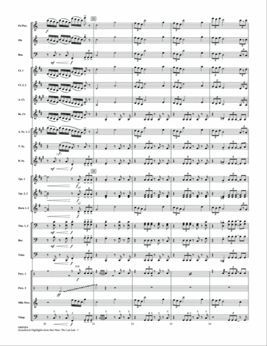 Soundtrack Highlights from Star Wars: The Last Jedi - Conductor Score (Full Score) Concert Band scores gallery preview page 6