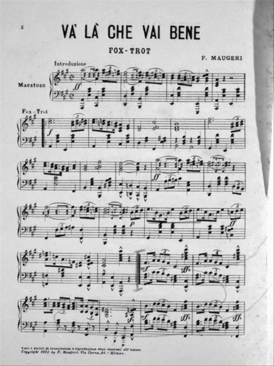 Va' La' Che Vai Bene! Fox-Trot Piano Solo scores gallery preview page 2