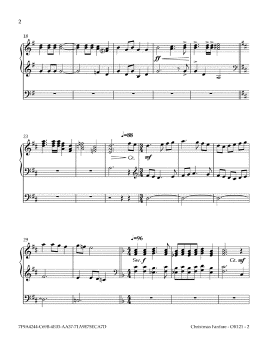 Christmas Fanfare Christmas Fanfare Organ Solo scores gallery preview page 2
