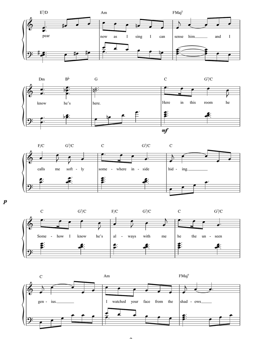 Angel Of Music (from The Phantom Of The Opera) Piano Solo scores gallery preview page 2