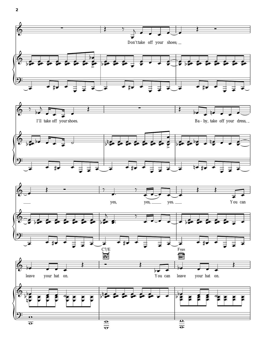 You Can Leave Your Hat On Piano, Vocal, Guitar scores gallery preview page 2