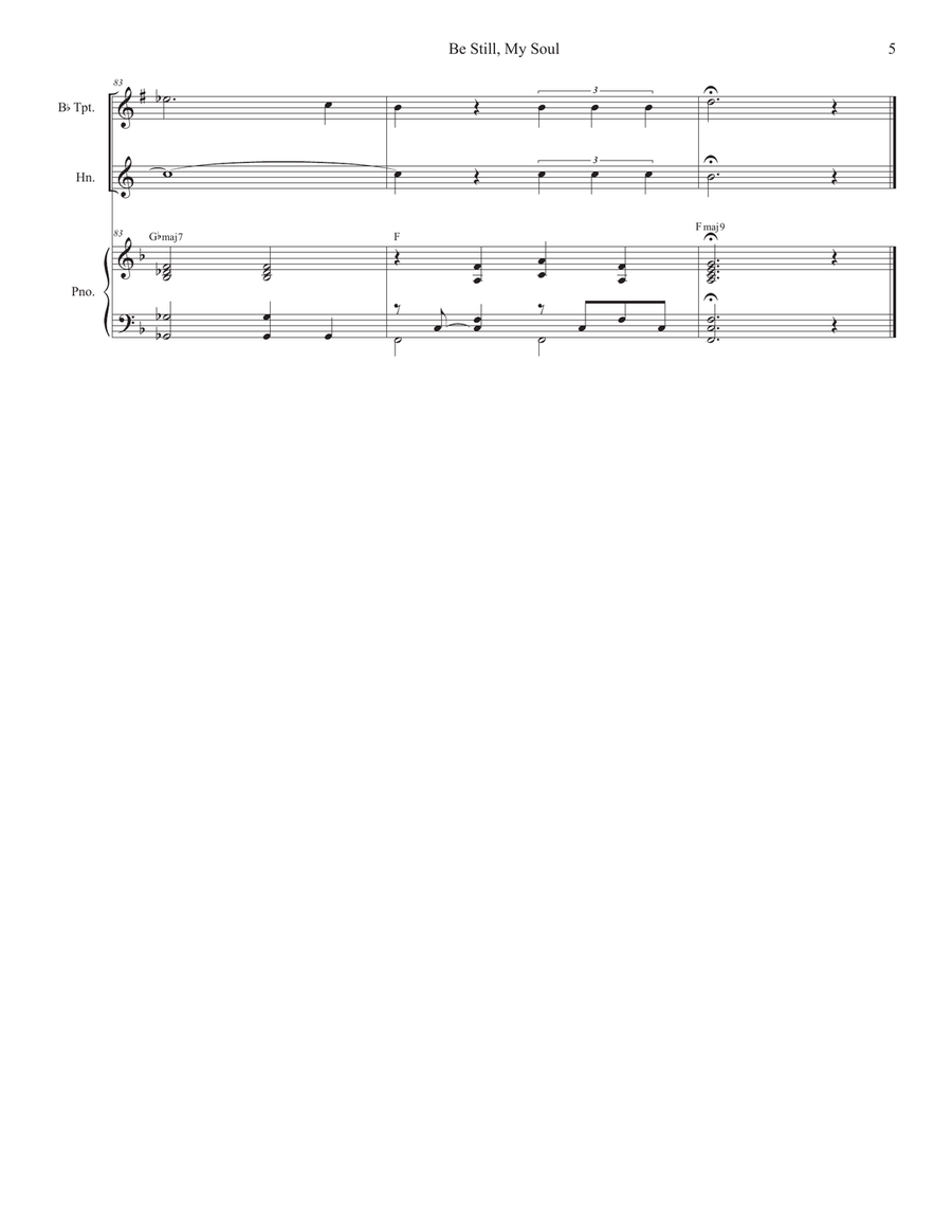 Be Still, My Soul (Duet for Bb-Trumpet and French Horn) Brass Duet scores gallery preview page 5