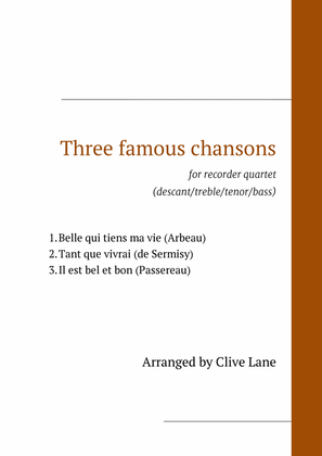 Book cover for Three Famous Renaissance Chansons for recorder quartet