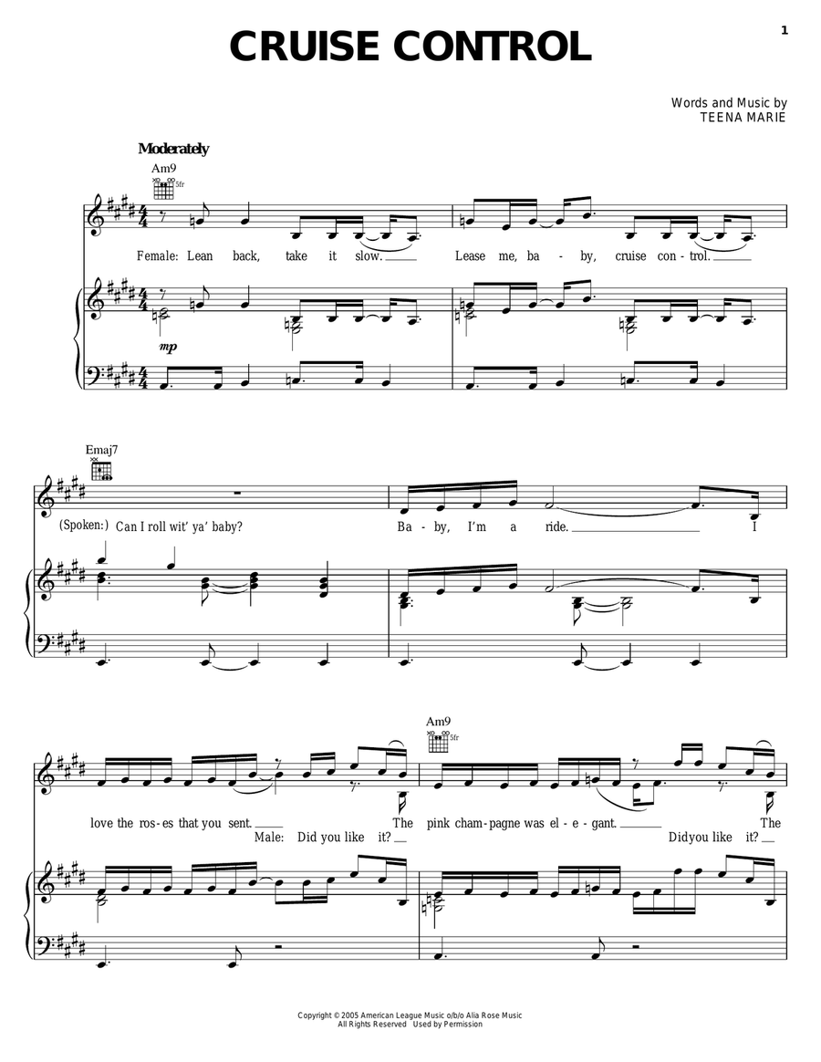 Cruise Control Piano, Vocal, Guitar scores gallery preview page 1