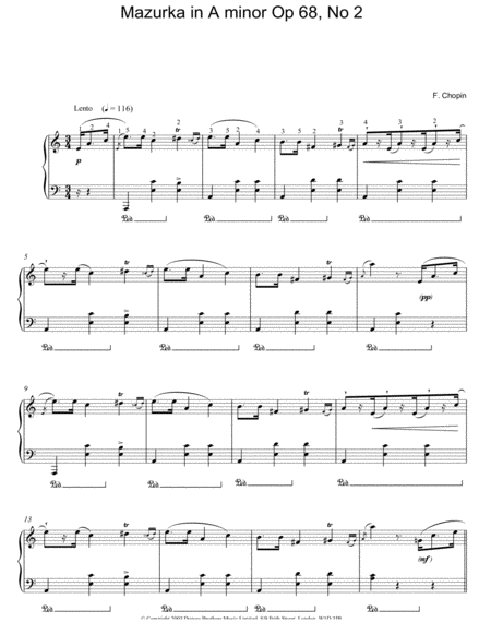 Mazurka In A Minor, Op. 68, No. 2