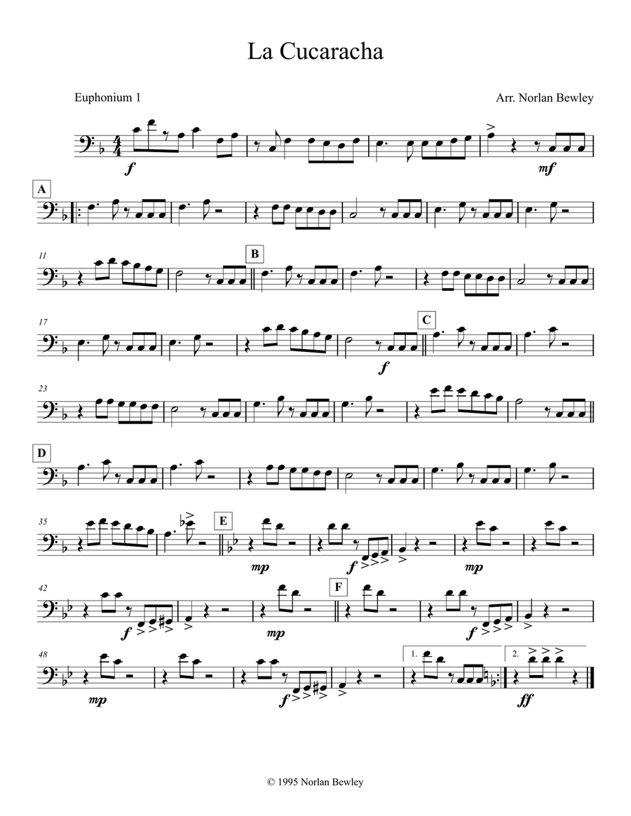 La Cucaracha - Tuba/Euphonium Quartet Brass Ensemble scores gallery preview page 4