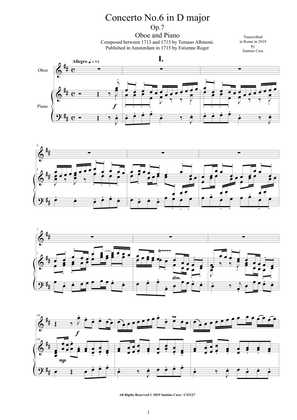 Book cover for Albinoni - Oboe Concerto No.6 in D major Op.7 for Oboe and Piano