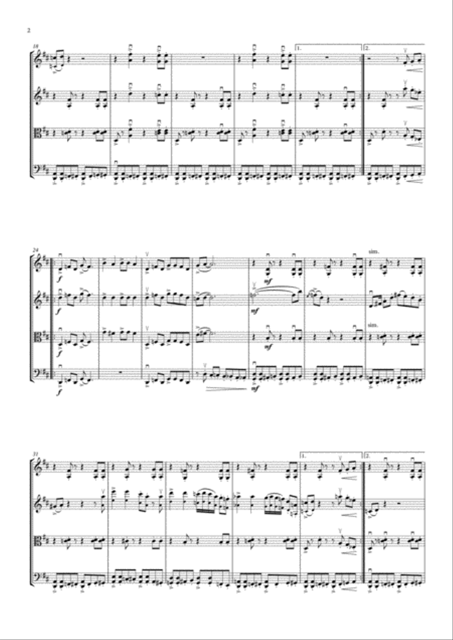 Baby Elephant Walk from the Paramount Picture HATARI! String Quartet scores gallery preview page 6