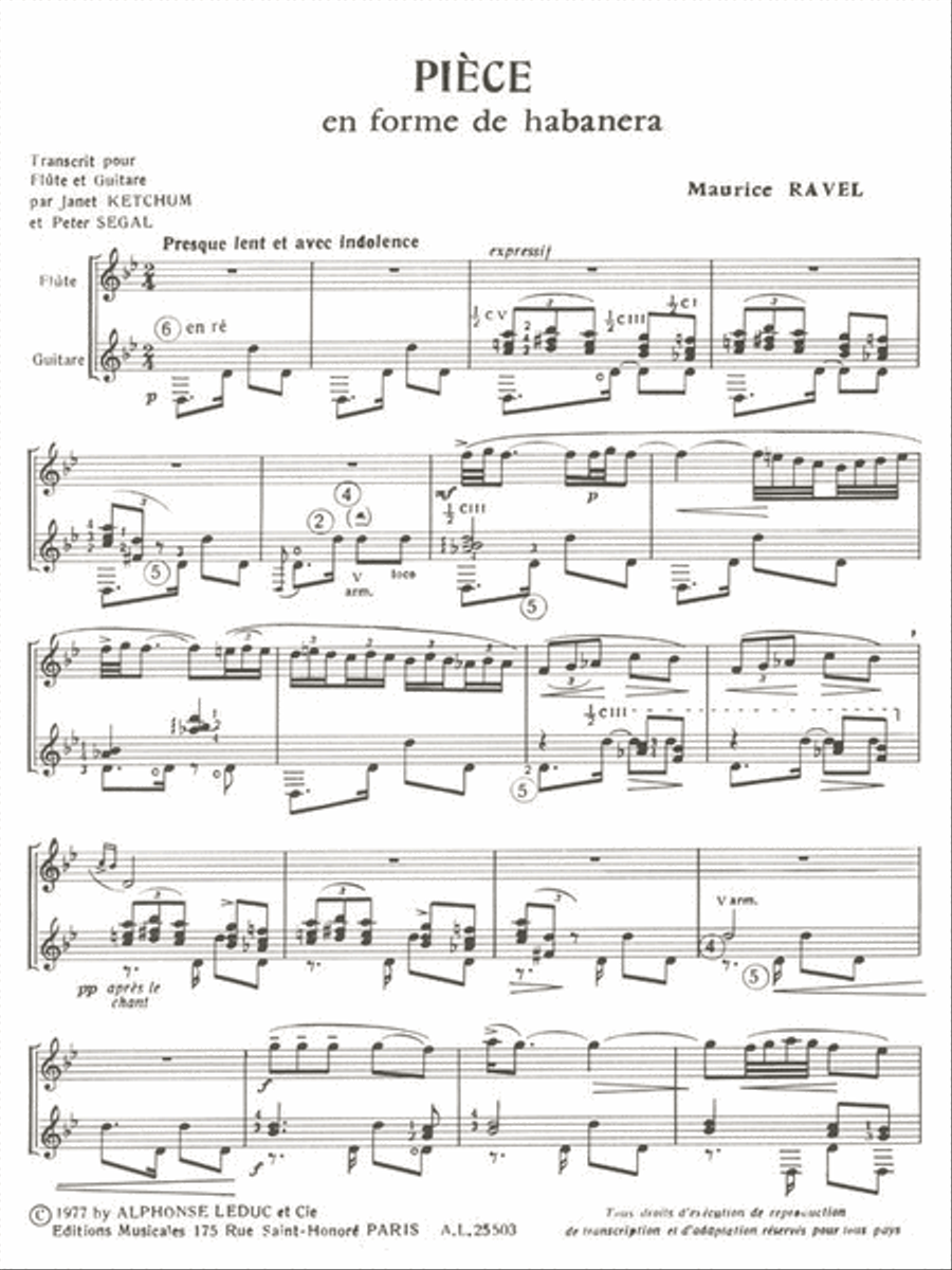 Piece En Forme De Habanera Flute Traversiere Et Guitare Flute scores gallery preview page 2