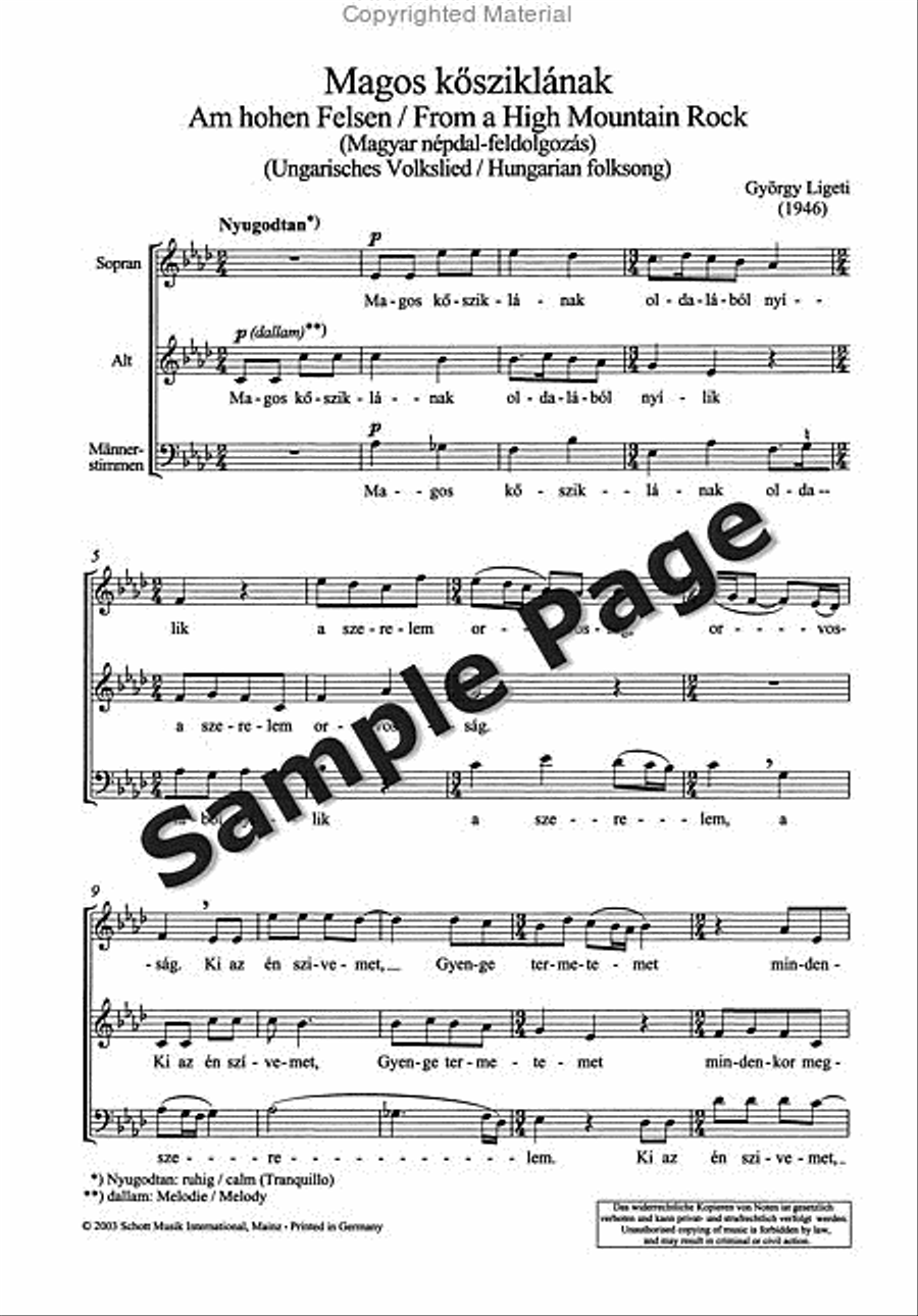 Magos Kösziklának/From a High Mountain Rock 3-Part scores gallery preview page 3