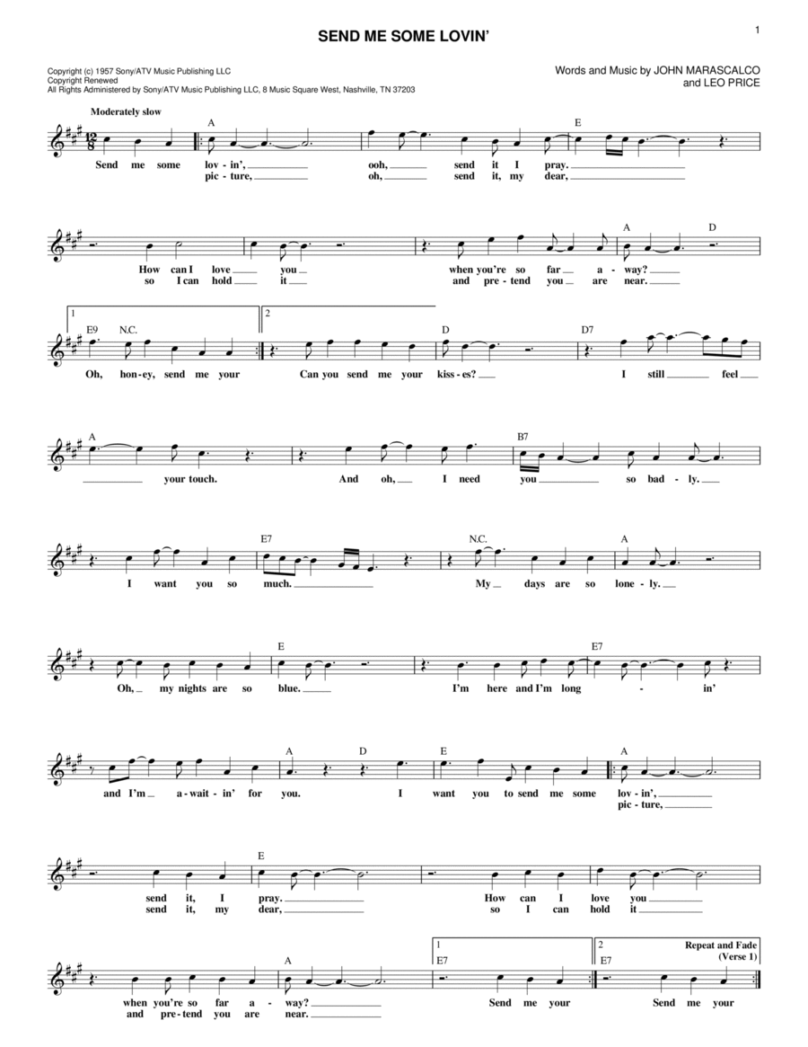 Send Me Some Lovin' Piano scores gallery preview page 1