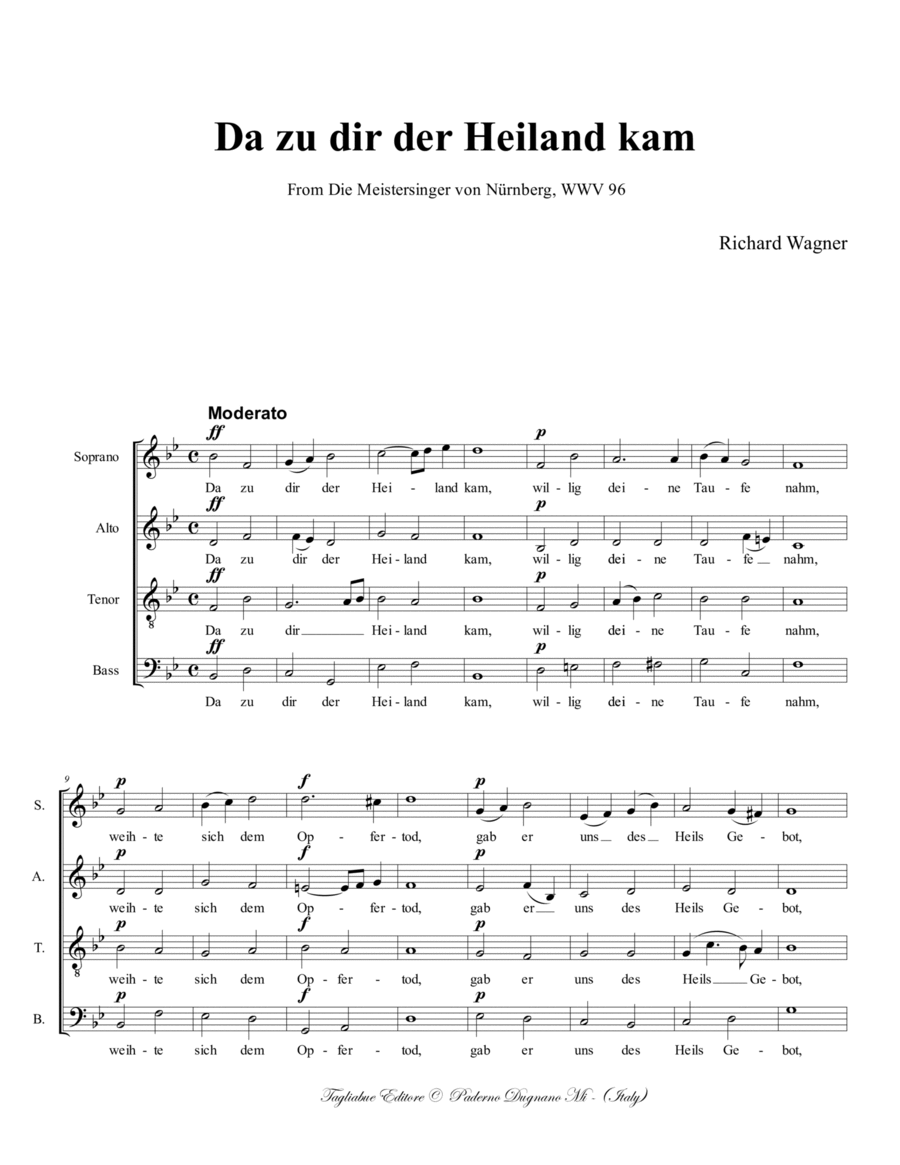 Wagner. Da zu dir der Heiland kam. From Die Meistersinger von Nürnberg, WWV 96 image number null