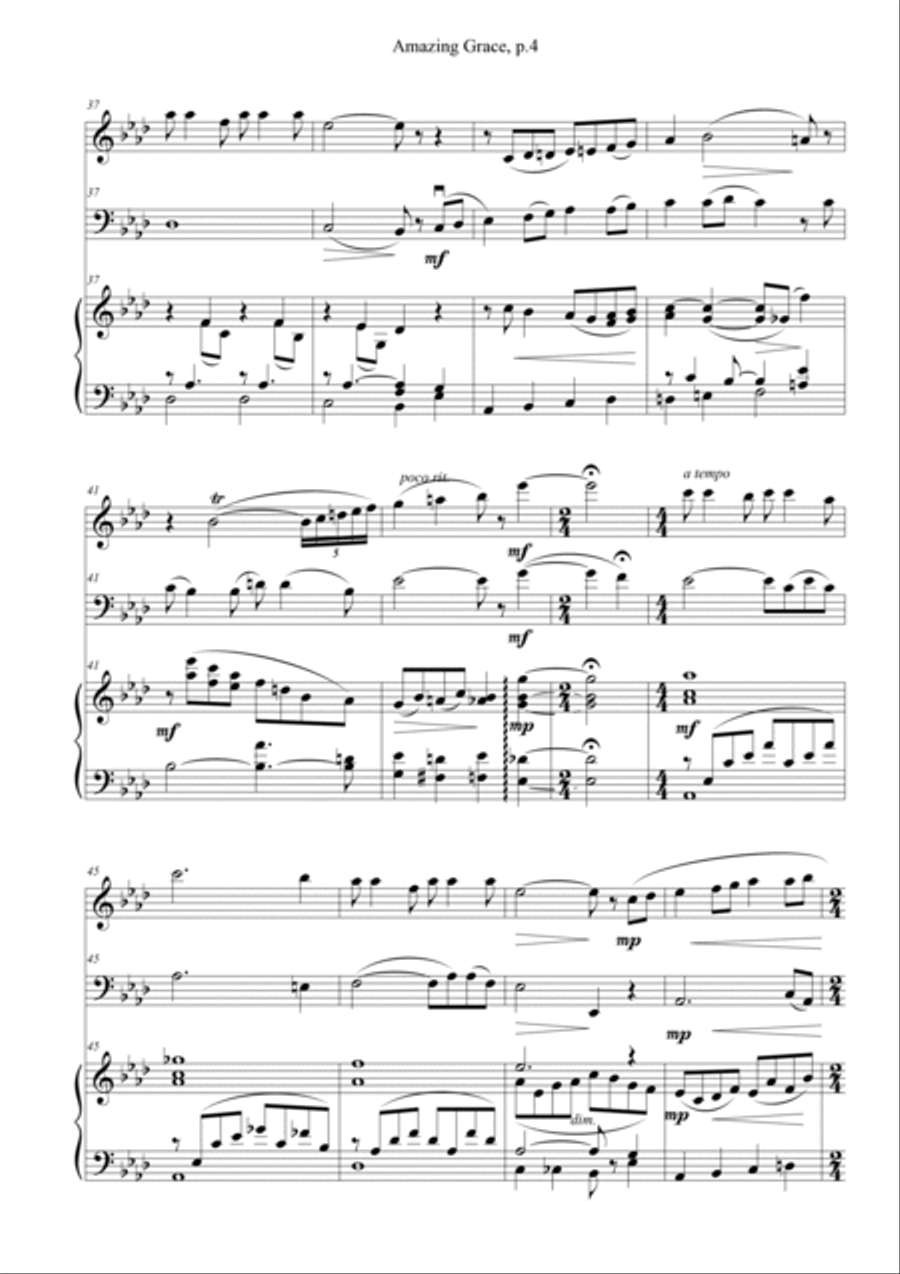 Amazing Grace for Flute, Cello, Piano Flute scores gallery preview page 6