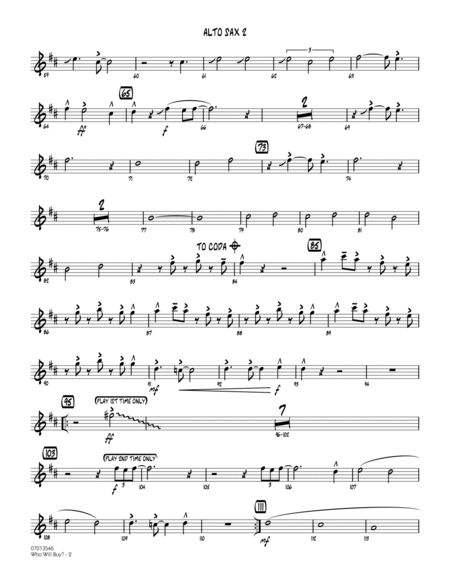 Who Will Buy? (from Oliver) (arr. Mark Taylor) - Alto Sax 2