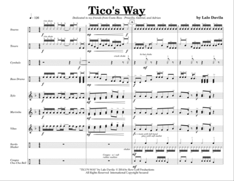 Tico's Way w/Tutor Tracks Percussion Ensemble scores gallery preview page 3