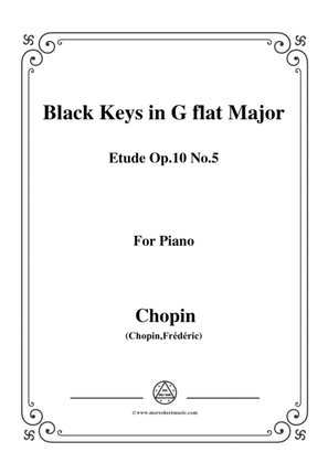 Book cover for Chopin-Etude No.5 in G flat Major,Op.10 No5,Black Keys,for piano